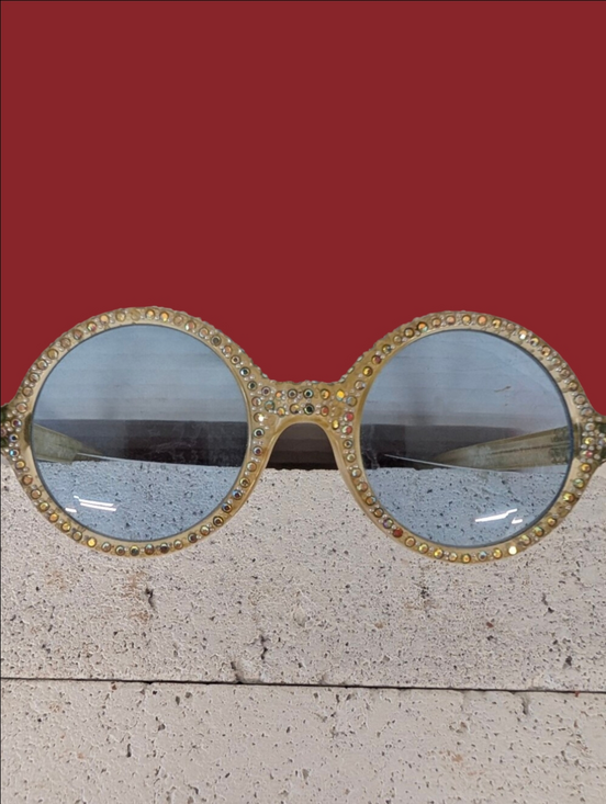 Vintage Eyeglasses Round Rhinestone Crystal-Studded  Plastic Retro 1960\'s main image 7